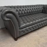 Gray leather Chesterfield sofa