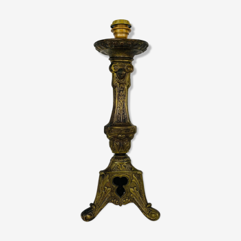 Lamp foot Bronze gilded brass old spat candle church 19th candelabra