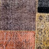 Distressed turkish patchwork rug 244x172 cm wool vintage red black orange large