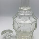 Ancienne carafe à liqueur en verre avance facette et bouchon - 27 cm