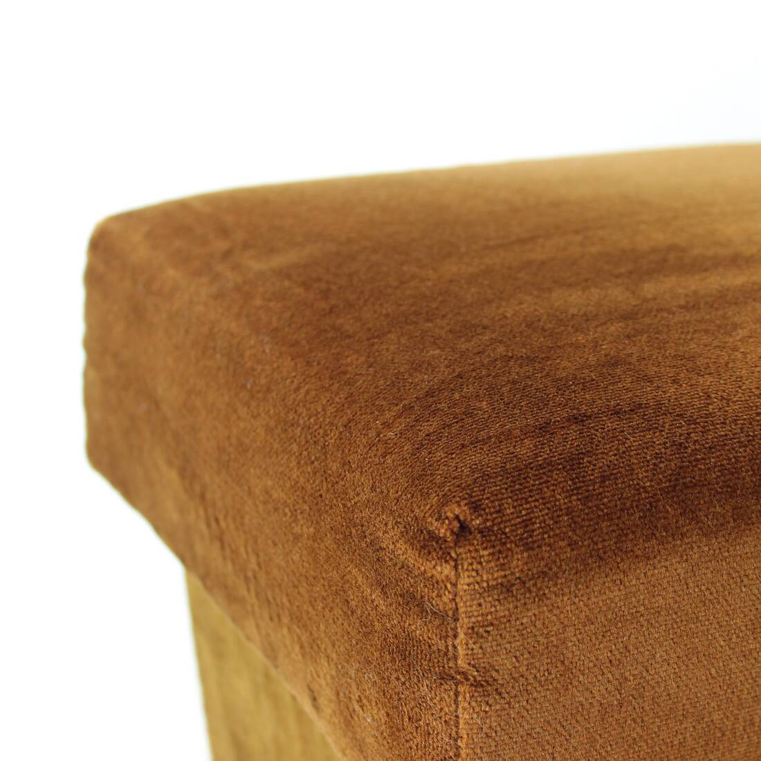 Tabouret vintage en velours marron, Tchécoslovaquie 1960