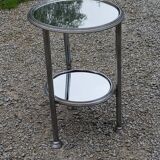 Art Deco side table, end table in chromed metal and mirror, 1930