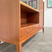 High glazed enfilade with vintage wooden bar in Scandinavian style.