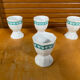 Set of 4 egg cups francoise saget white porcelain chicken decor