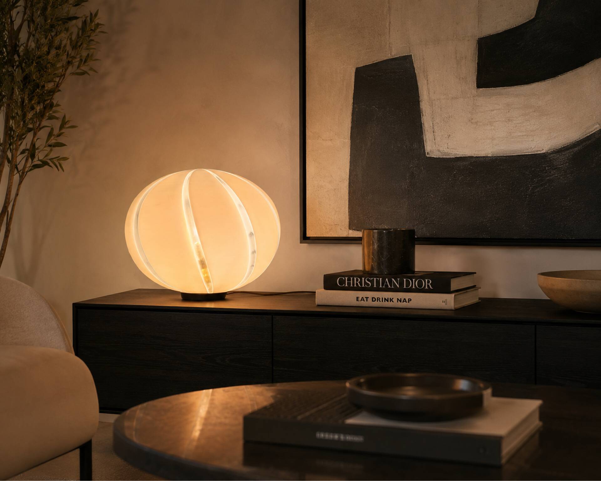 Vintage table lamp in blown glass – Organic design