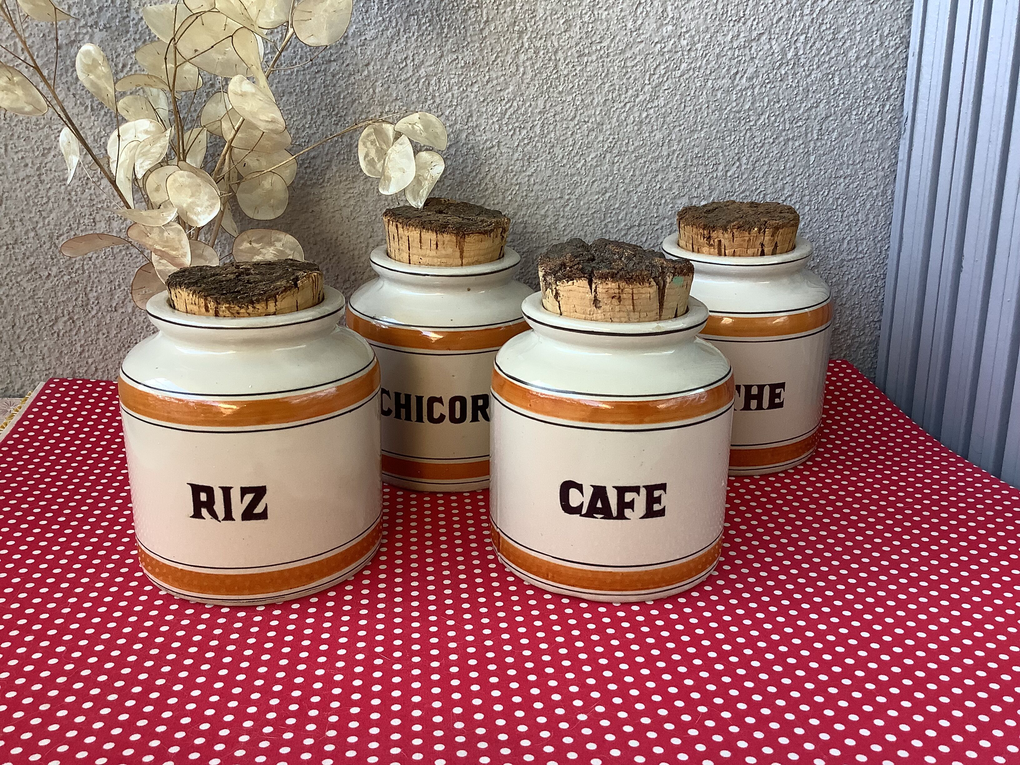 Stoneware pots LML Limoges shabby chic