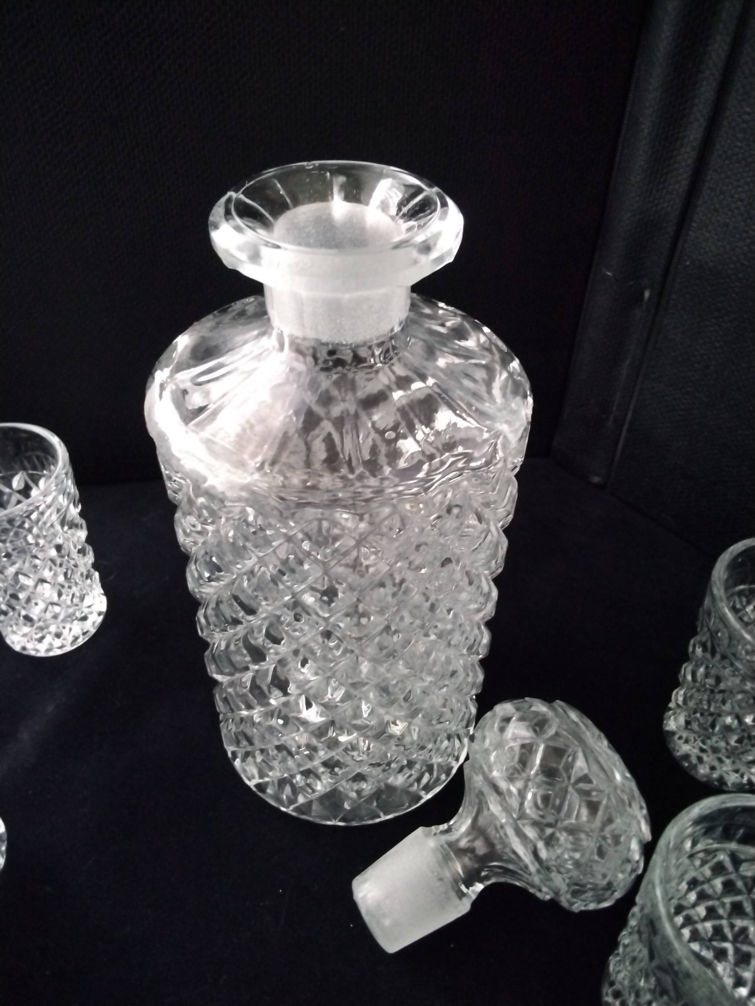 Vintage port service in diamond cut glass