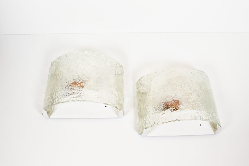 Set of two Italian ice glass Murano glass sconces