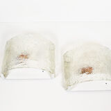 Set of two Italian ice glass Murano glass sconces