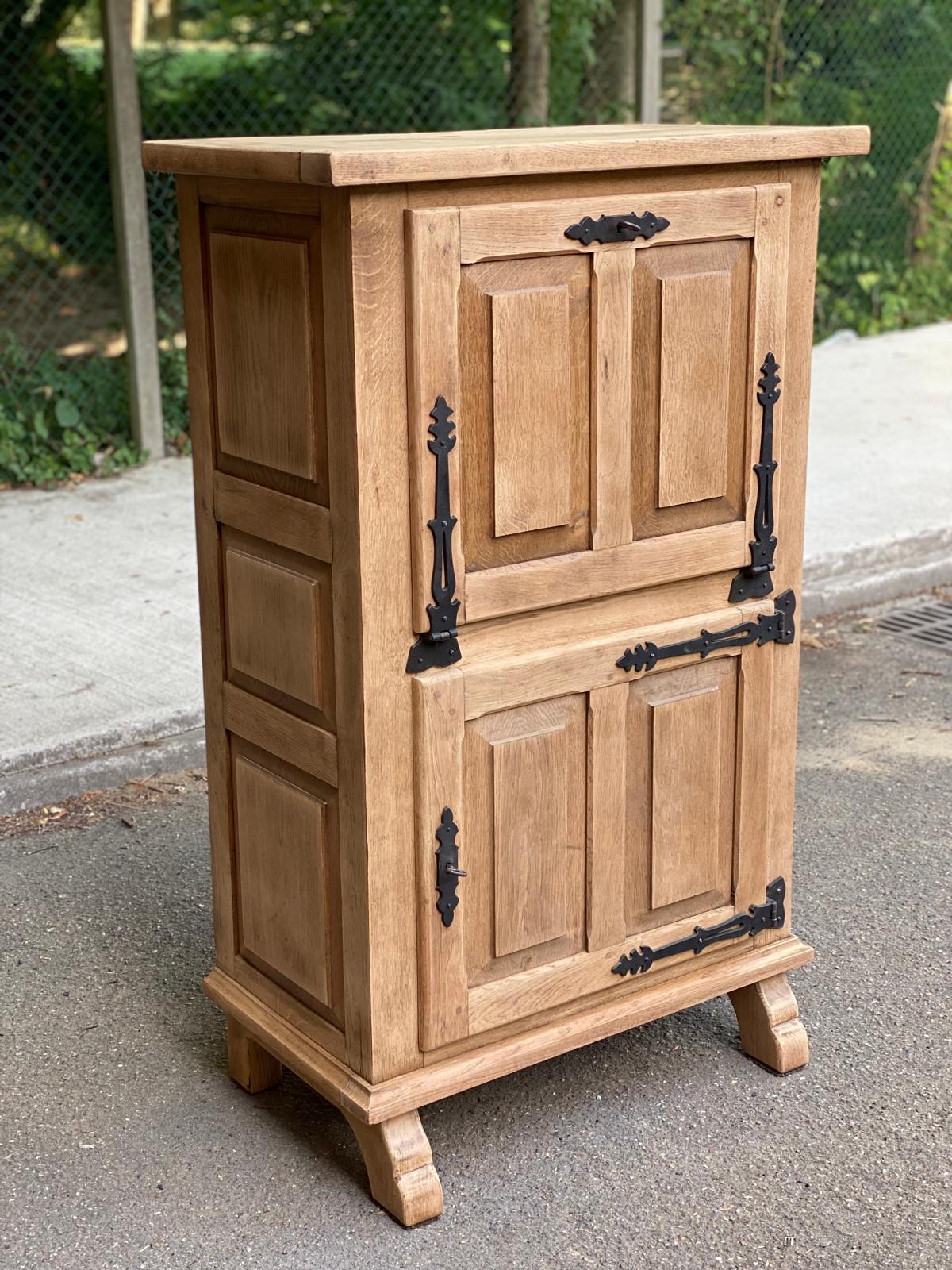 Renovated Spanish secretary in solid oak, 19th century