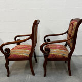 Pair of cross-back armchairs, Empire style, 19th century.