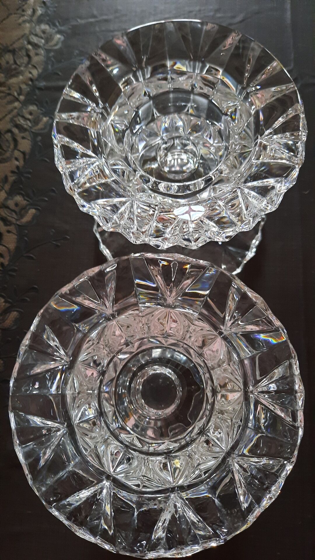 Pair of antique Arques crystal candlesticks