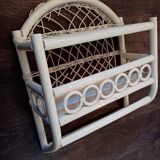 White rattan wall shelf
