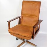 Office Chair Model 419 Made In Rosewood With Cognac Leather Seat By Arne Vodder For Sibast from 1960
