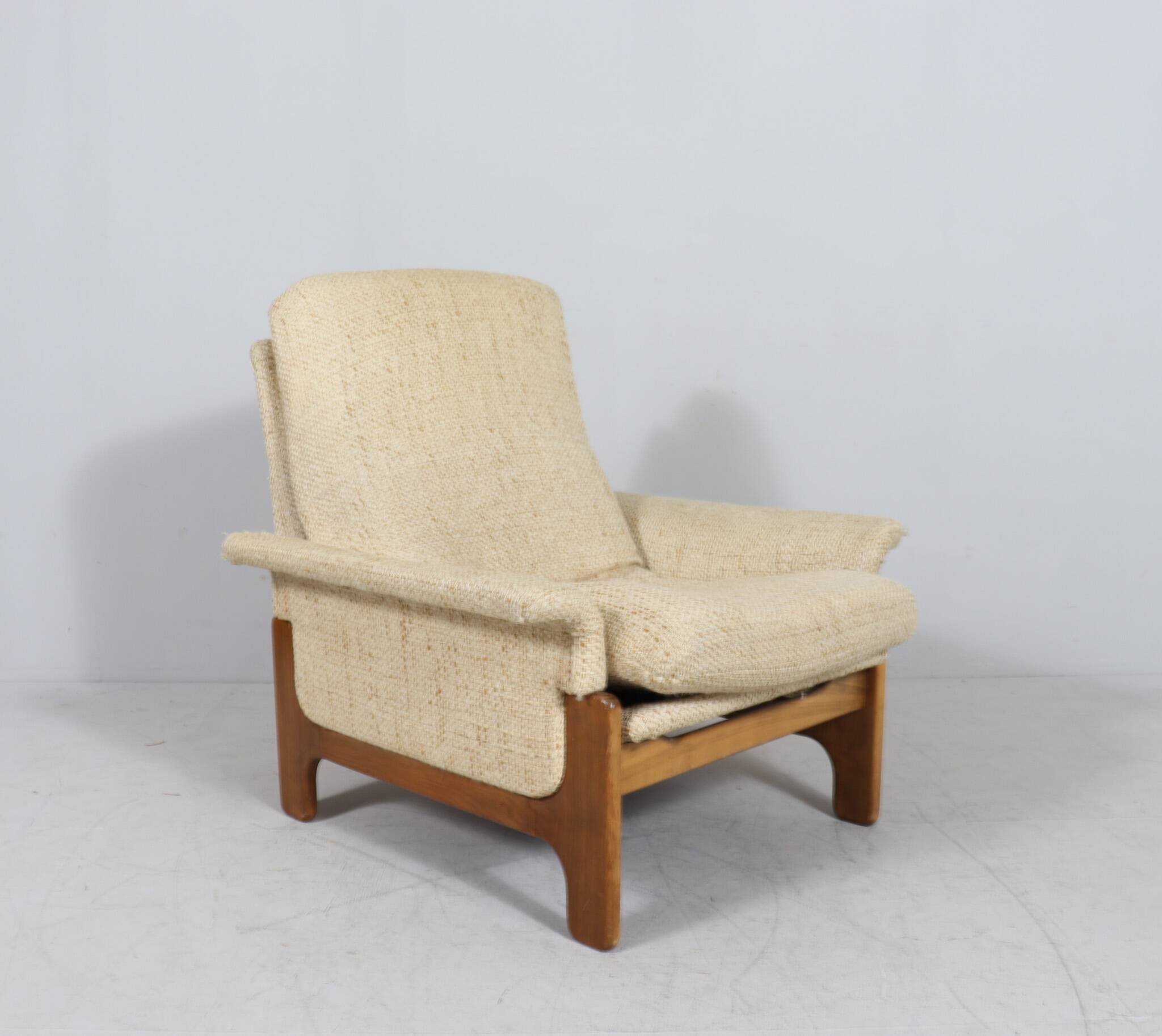 Fauteuil lounge scandinave du milieu du siècle avec ottoman, 1970