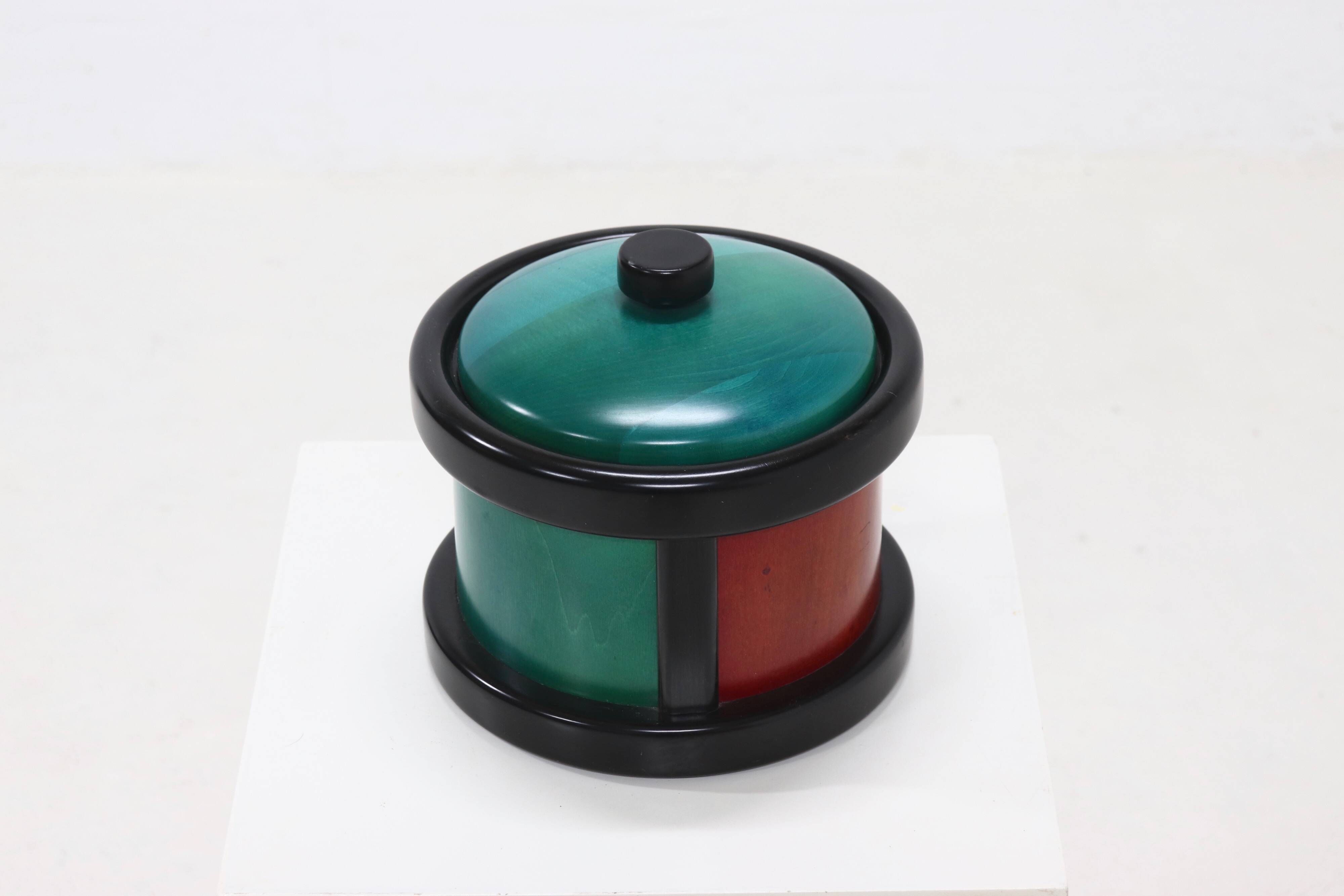 Postmodern Italian Wooden Ice Bucket by Pietro Manzoni 1980s
