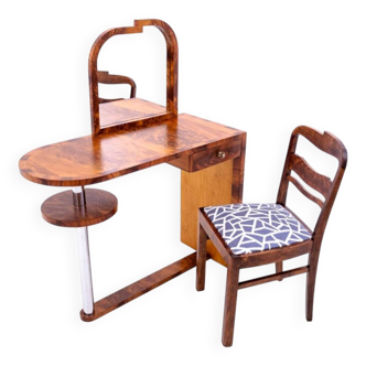 Coiffeuse et chaise Art Déco, Pologne, vers 1950.
