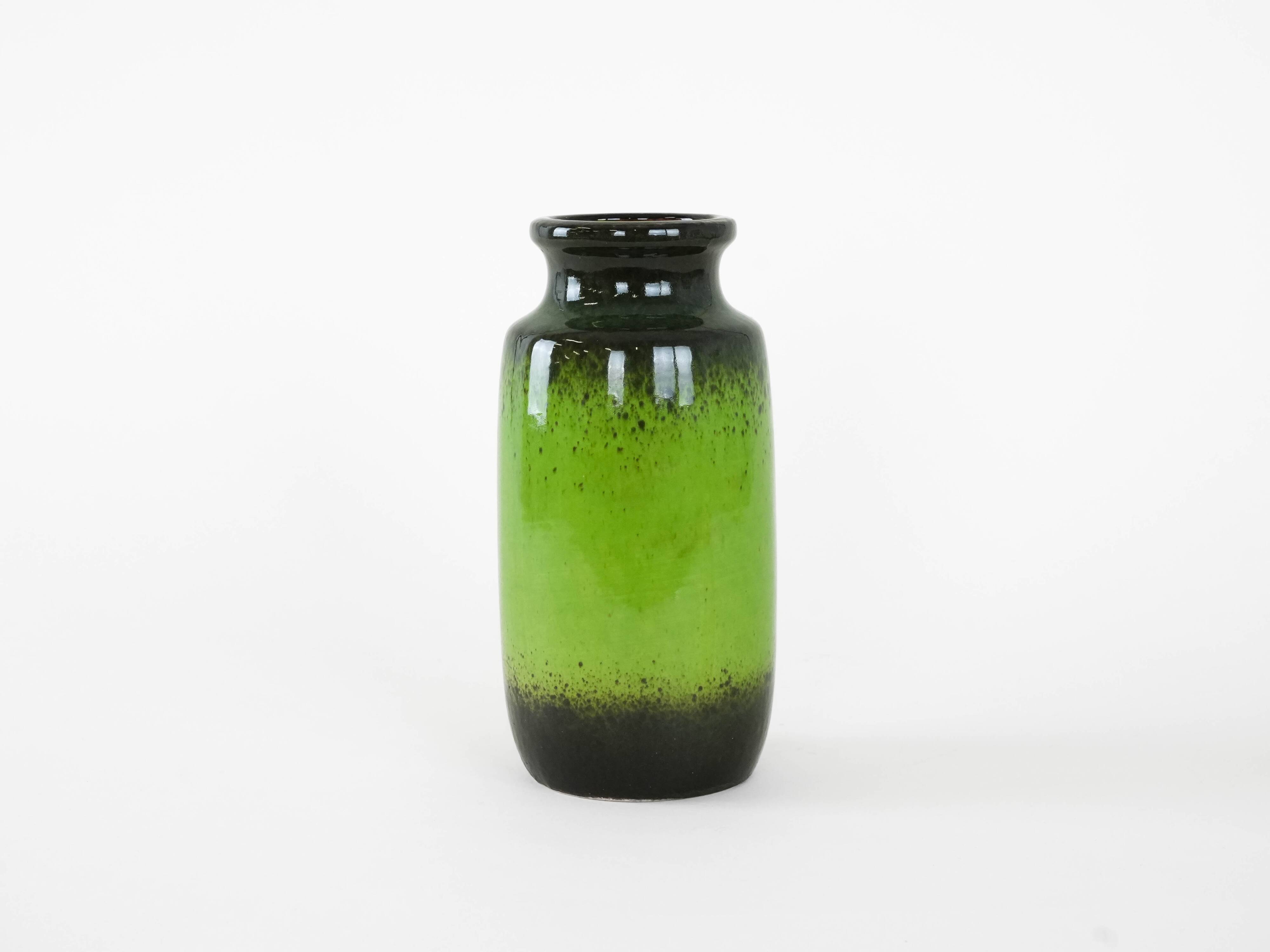 Green ceramic vase, German design, 1970s, made in Germany