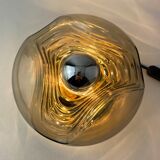 Smoked Glass & Gold Chromed table lamp futura by Peill and Putzler 1970