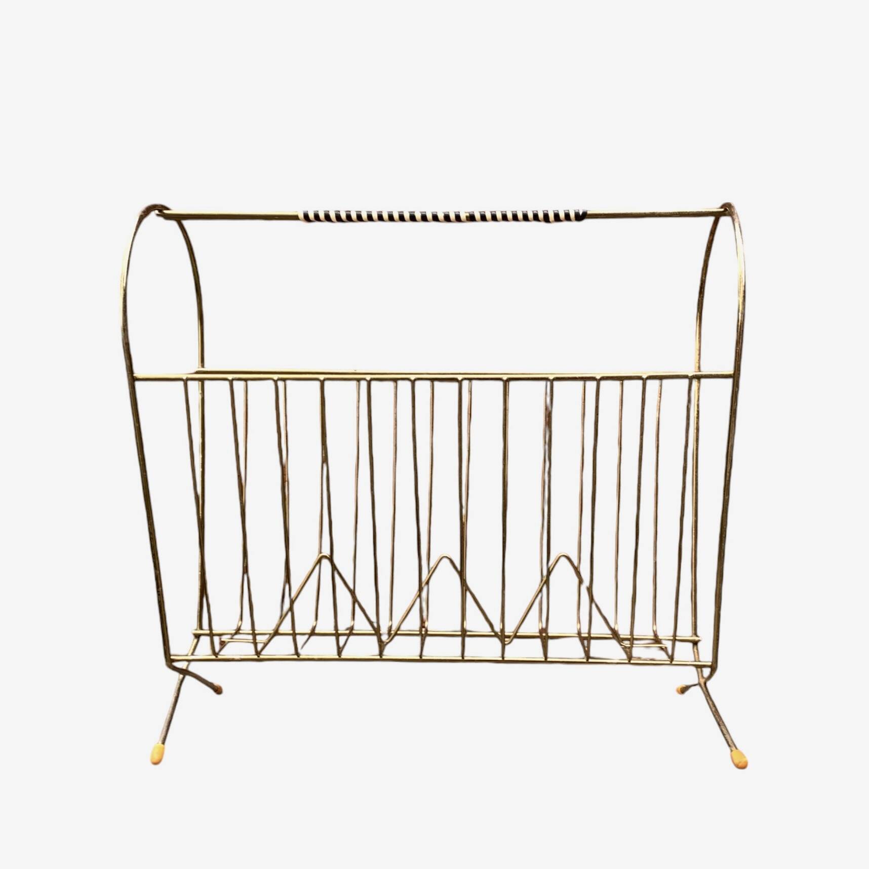 50s magazine rack in brass and scoubidou