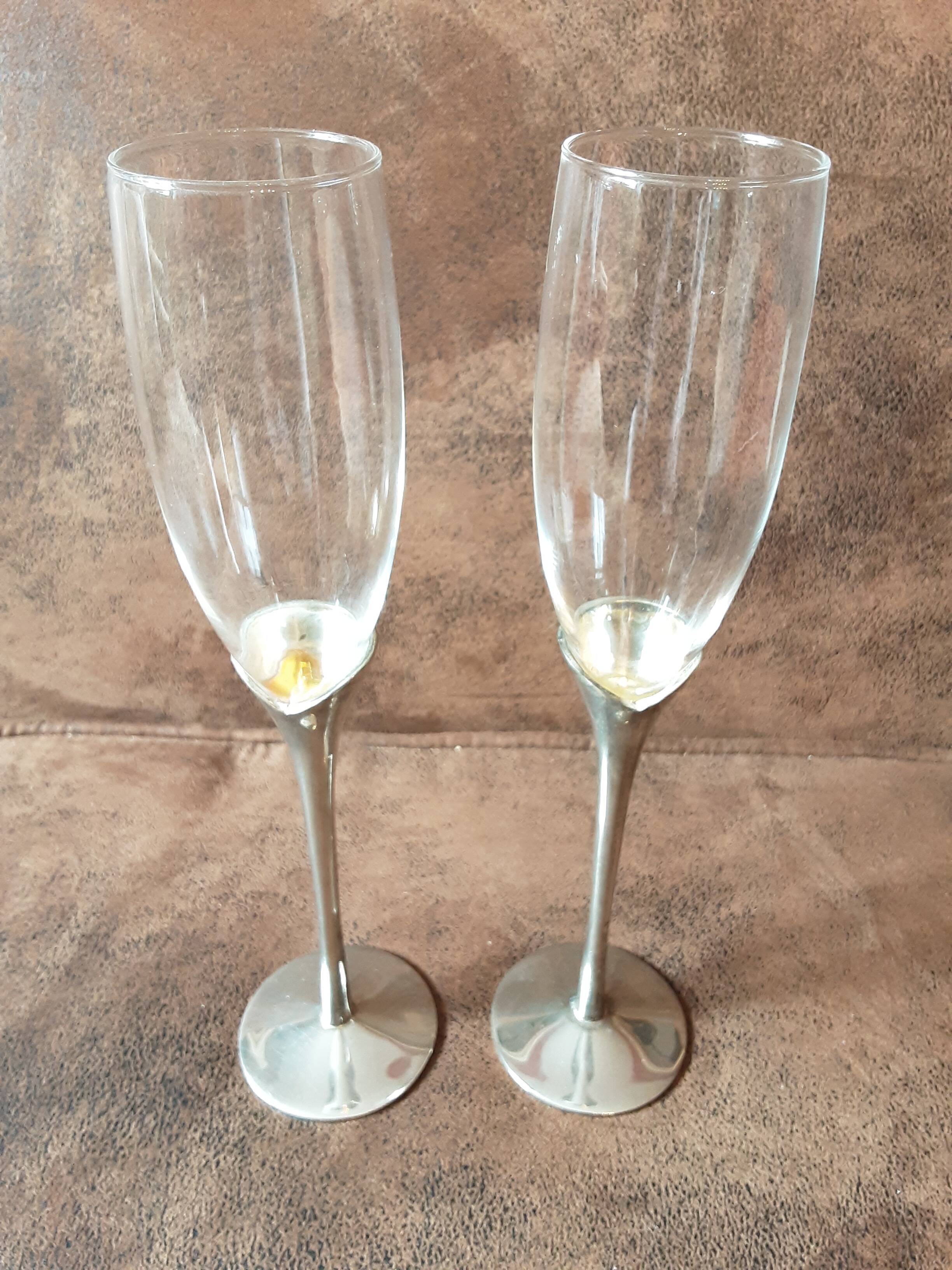 Set of 2 crystal champagne flutes