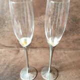 Set of 2 crystal champagne flutes