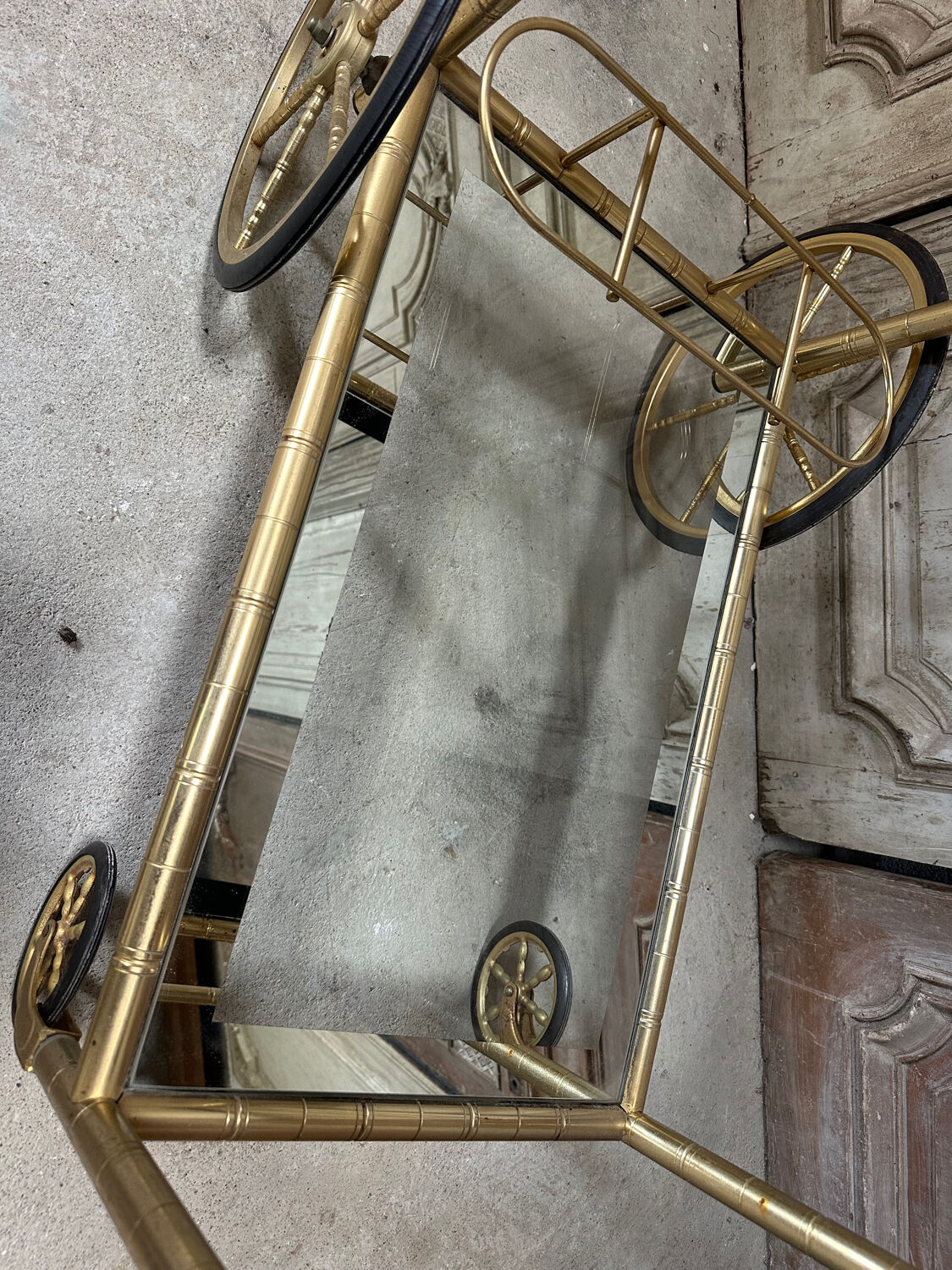 Vintage gold bar cart serving trolley