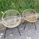 2 Rattan shell armchairs and metal legs