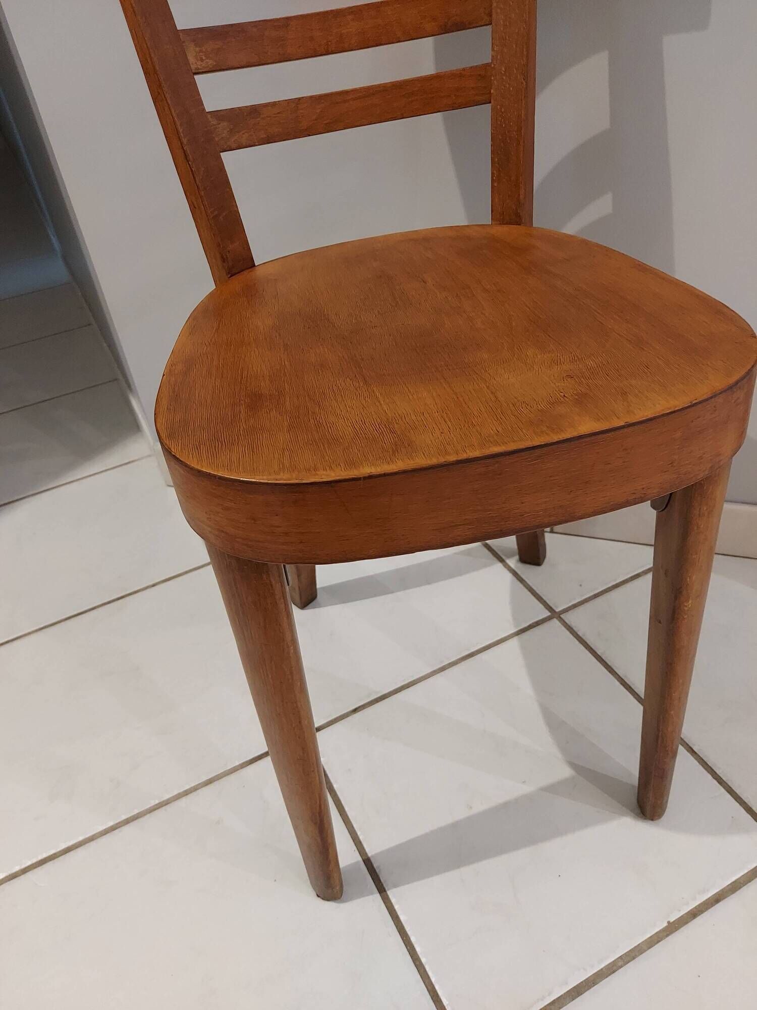 Suite of 8 chairs of Bistrot art deco Fischel 1950s
