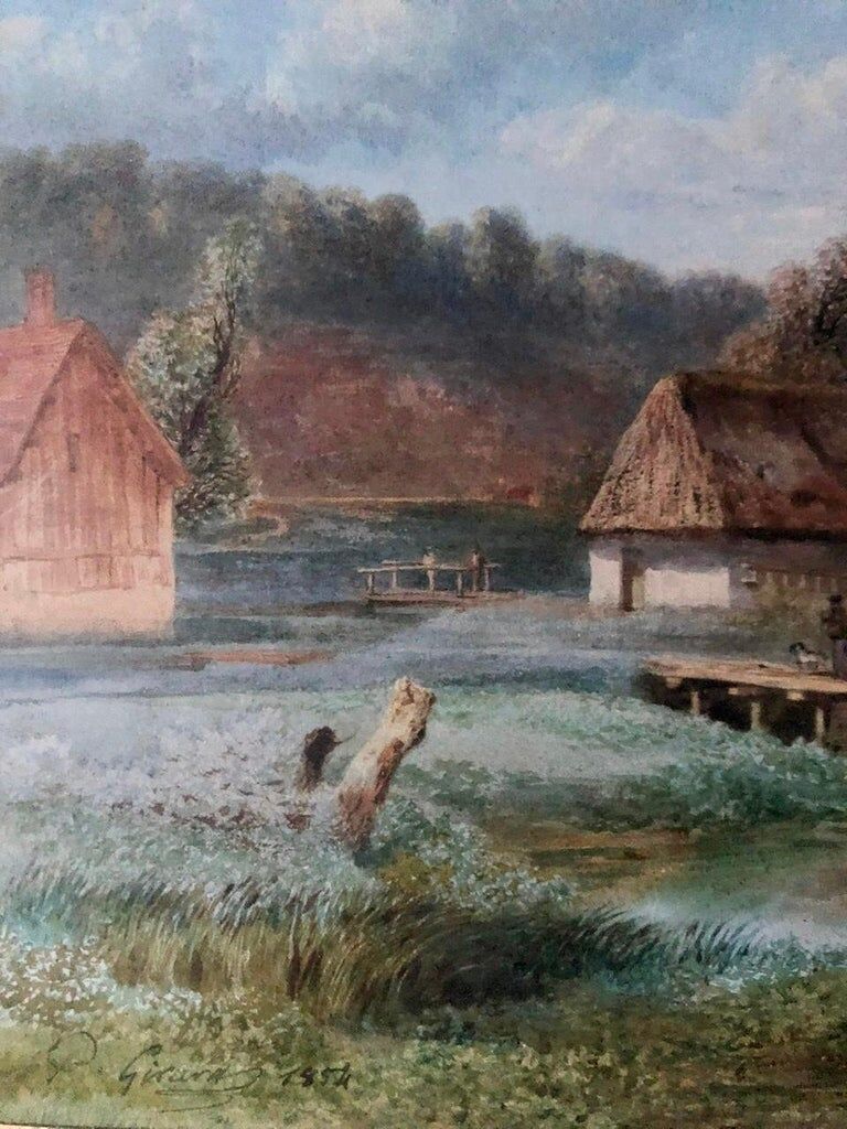 Pierre Girard, Paysage de campagne, watercolour, 1854