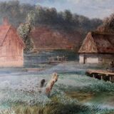 Pierre Girard, Paysage de campagne, watercolour, 1854