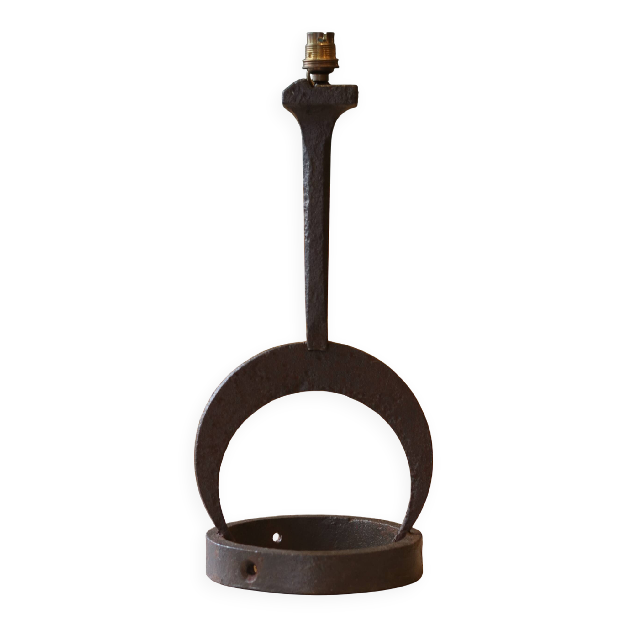 Brutalist style wrought iron lamp base, 1960