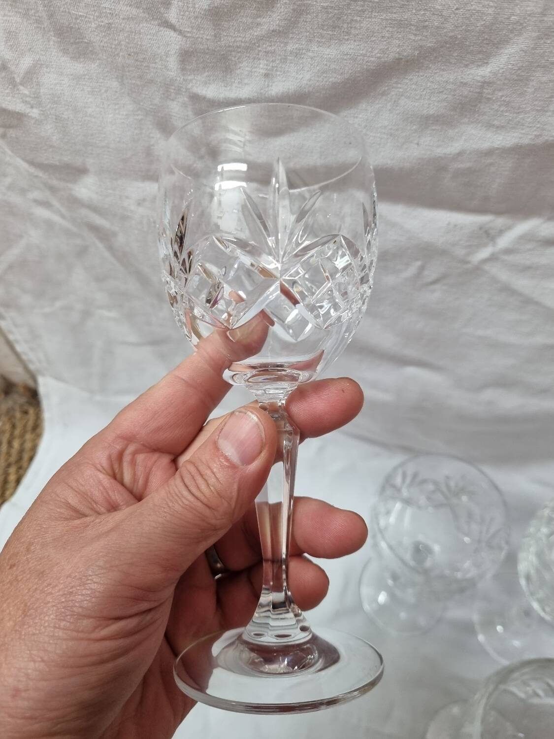 8 Bohemian crystal stemmed glasses