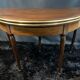 A Louis XVI period mahogany half-moon table forming a console/games table