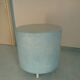 Pastel blue cylindrical coffee table "Tambour" – Artisan design.