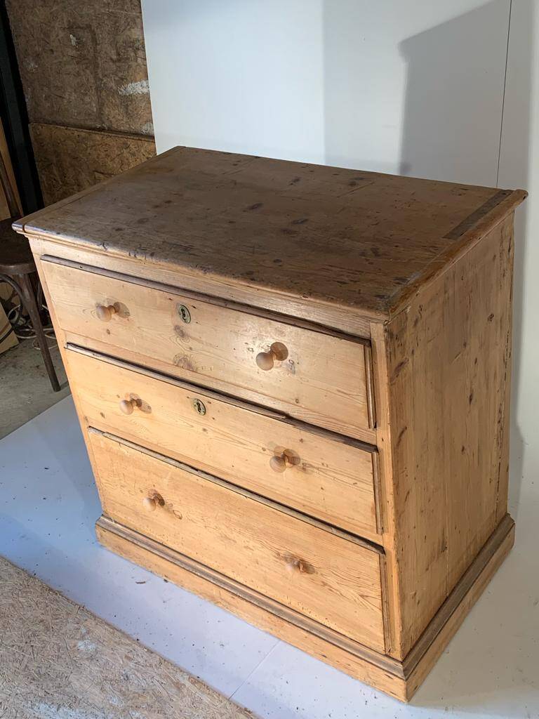 vintage solid pine chest of drawers
