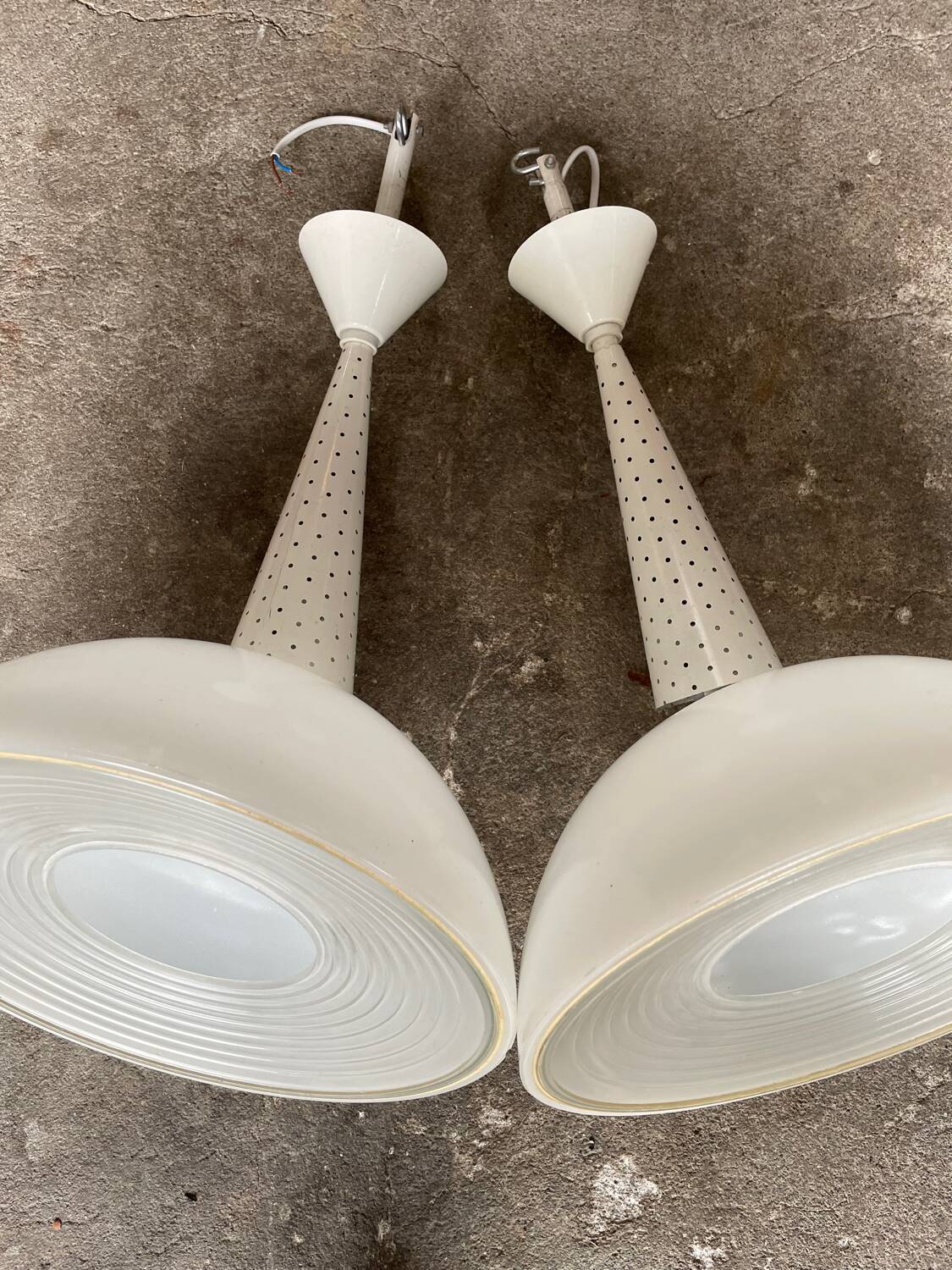 pair of pendants by Mathieu Matégot for Holophane