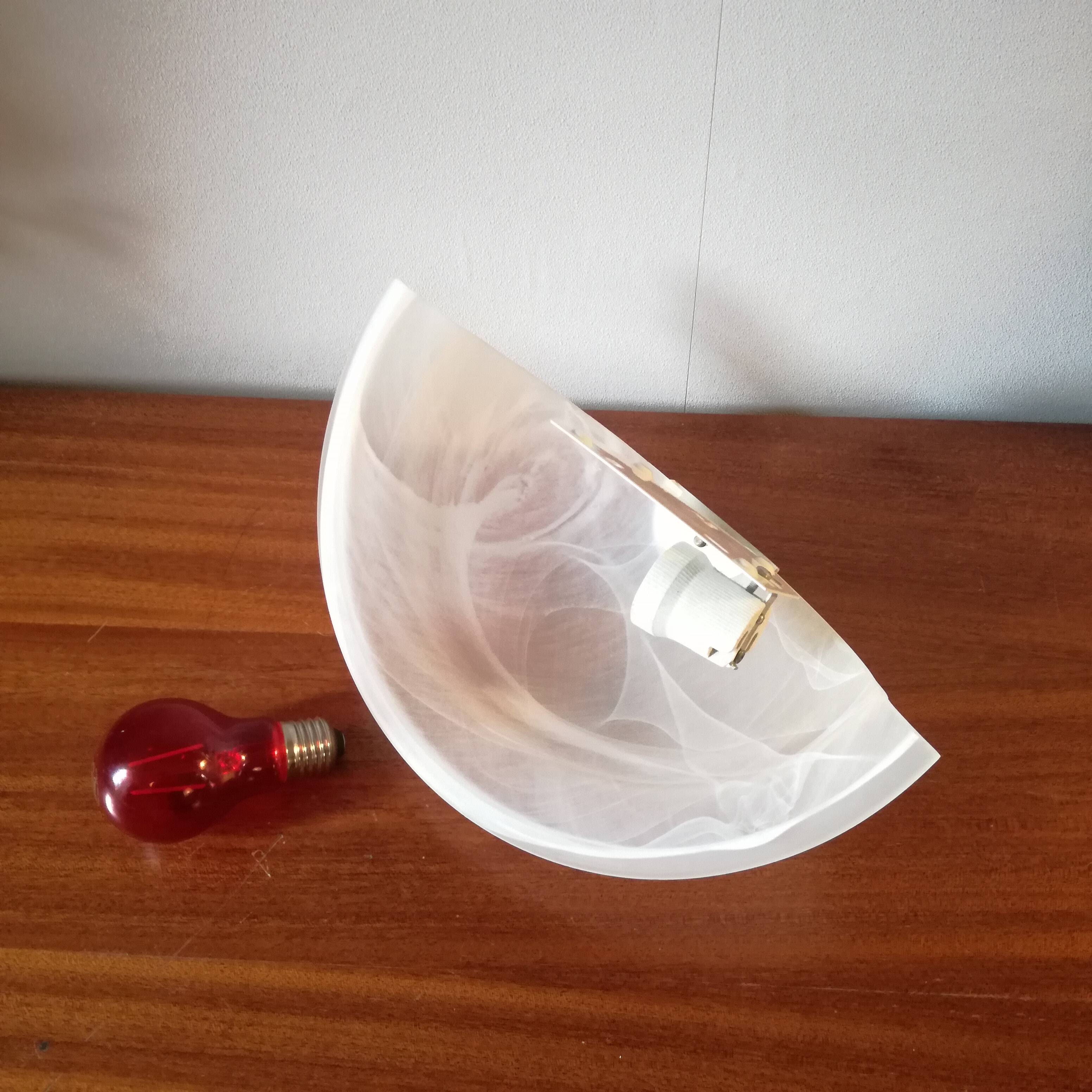 Half bell wall light in milky glass