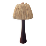 Vintage teak and raffia lamp