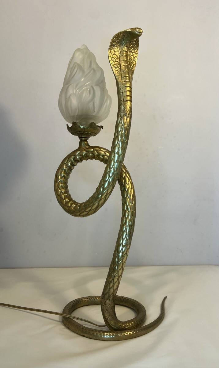 Cobra snake lamp in bronze