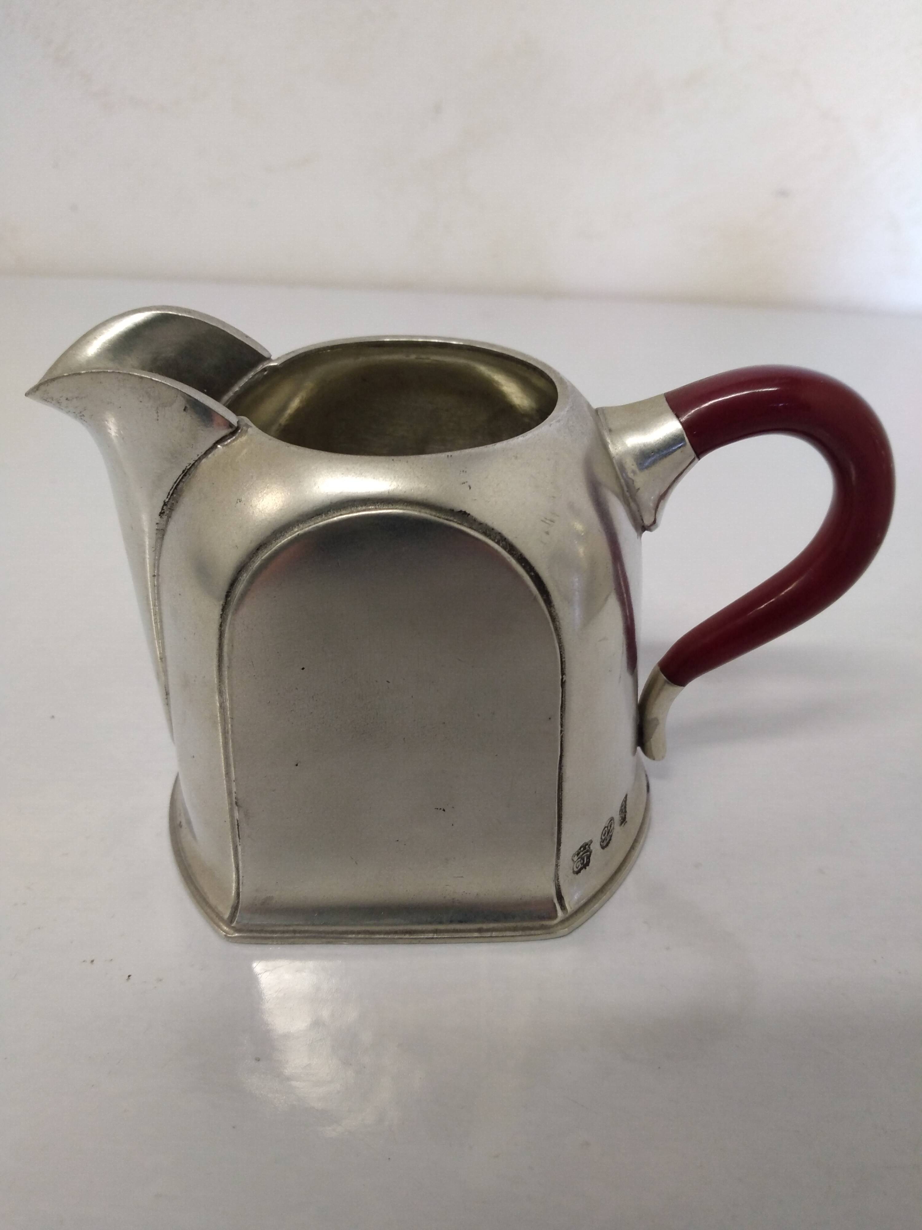 Cosi Tabellini Century 24 Pewter And Red Bakelite Tea And Coffee Service