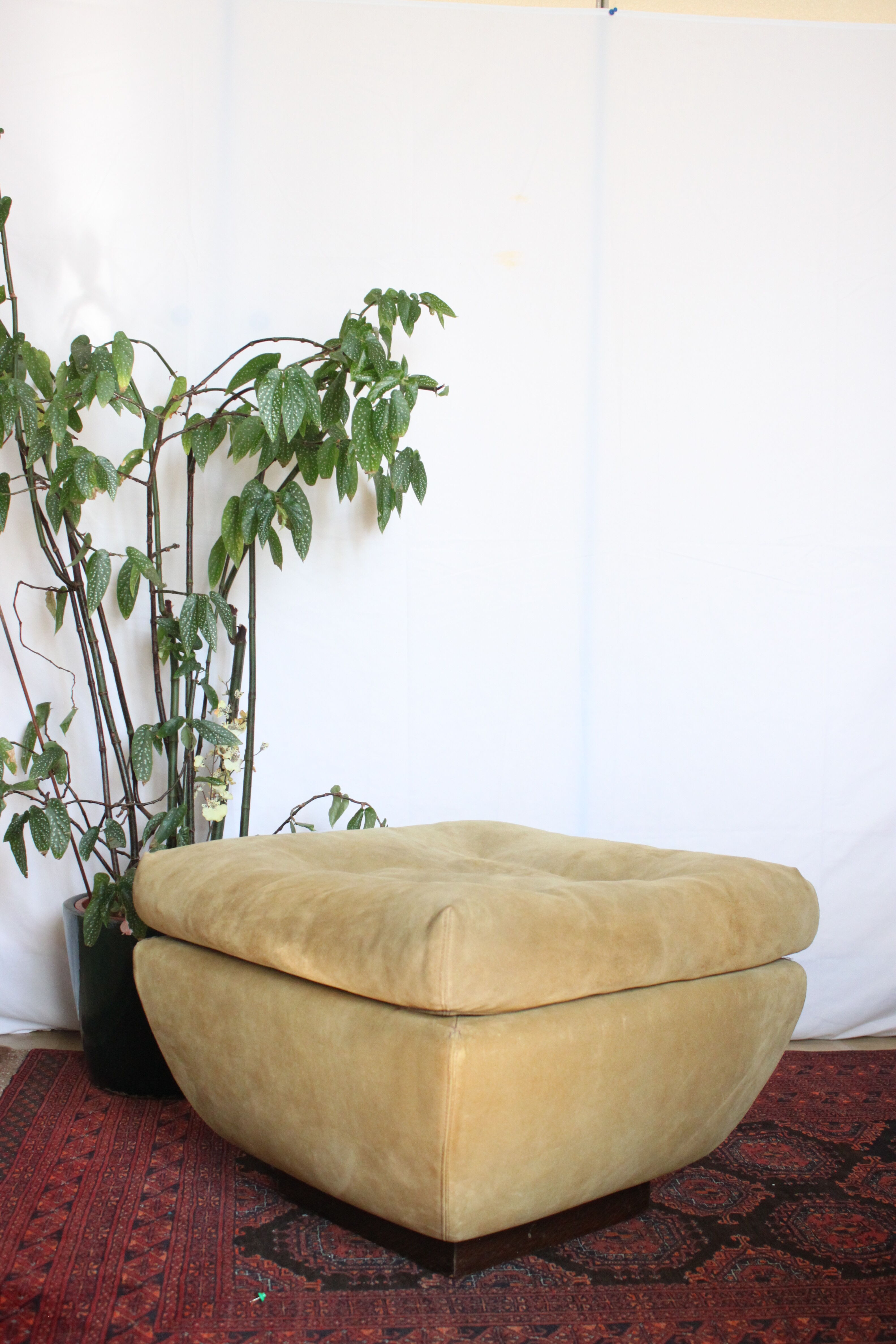 Ottoman, footrest, vintage ottoman 1970 suede Roset Line