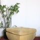 Ottoman, footrest, vintage ottoman 1970 suede Roset Line