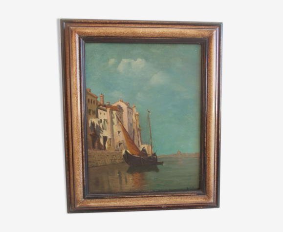 Tableau peinture huile sur bois de Buisson 1912