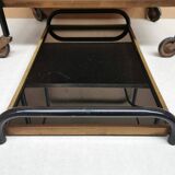 Vintage rolling table, Bar serving trolley on wheels, Removable tray