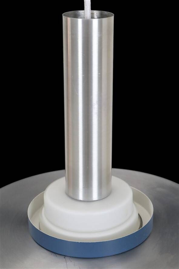 Rare pendant lamp / aluminum / opaline glass / Space Age / Mid-Century Danish Modern design / 1960s / 1970s