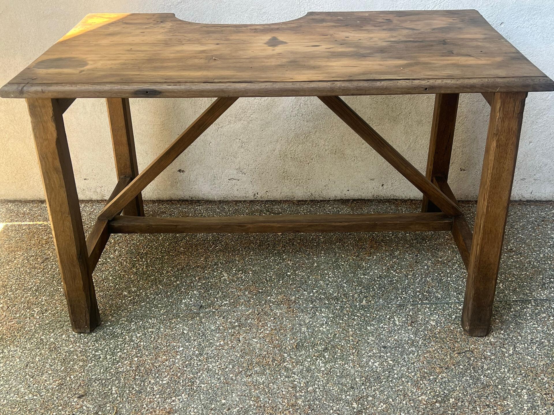 Old workshop desk made of solid wood