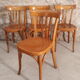 Ensemble de 4 chaises bistrot en bois courbé 3 barreaux  1935/40