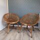 Paire de fauteuils coquille en osier