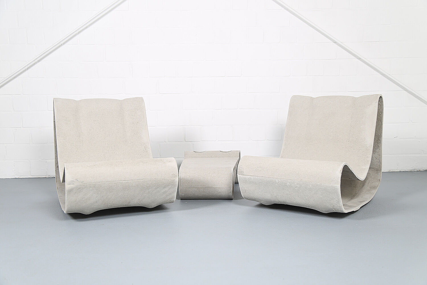 Swisspearl/Eternit Willy Guhl set of 2 Loop Chairs and 1 Loop Table